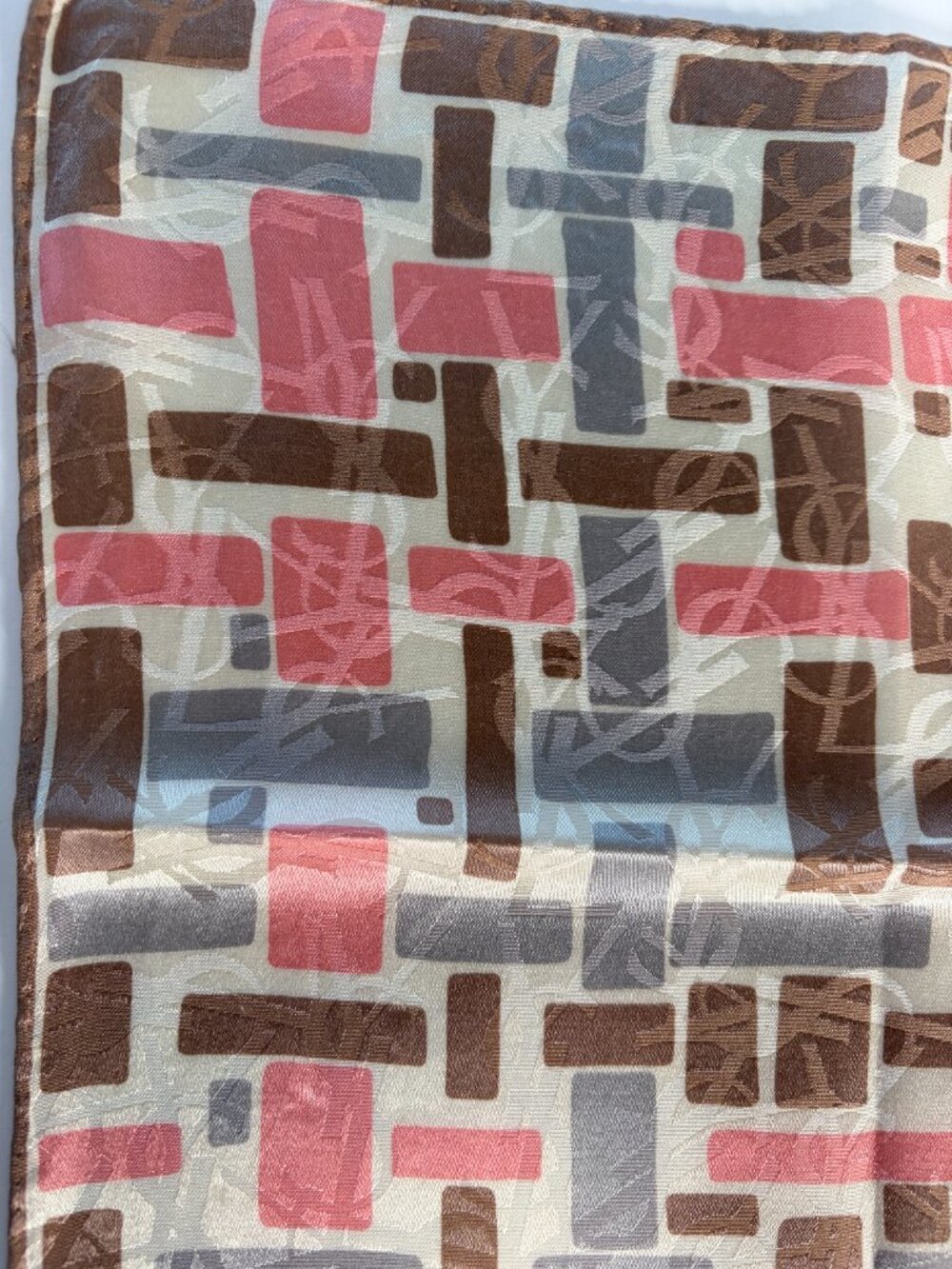 Vintage Yves Saint Laurent YSL Cotton Scarf Geometric 22" - Picture 10 of 13